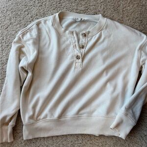 American Eagle Outfitters Cream Henley Pullover Sweatshirt
